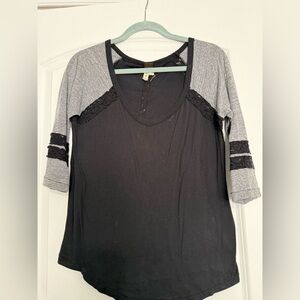 We The Free Black and Gray Long Sleeve Top